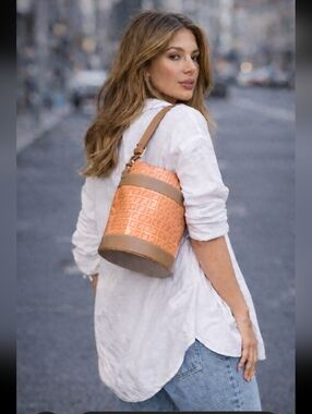 Fendi Bucket Bag in Orange and Tan